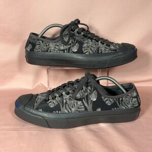 Converse Jack Purcell Ox Custom All Black/Floral Canvas Unisex M's 9/W's 10.5